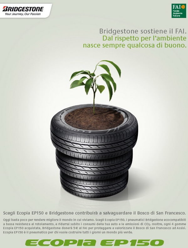 I pneumatici Bridgestone Ecopia EP150 sostengono il progetto “Bosco di San Francesco”. 1