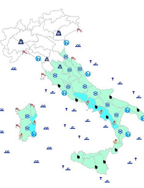 Bollettino Protezione Civile 3 Febbraio 2012: Allerta Meteo per maltempo e nevicate 1
