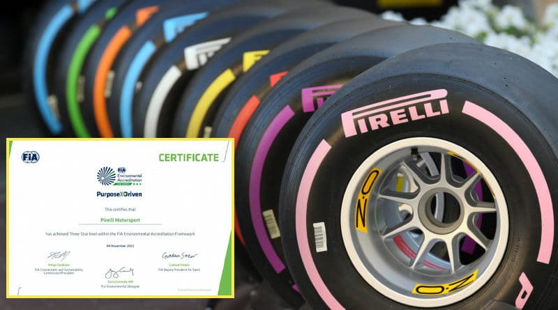 Pirelli è 1° costruttore al mondo di pneumatici a ricevere le 3 stelle Environmental Accreditation Programme FIA 3
