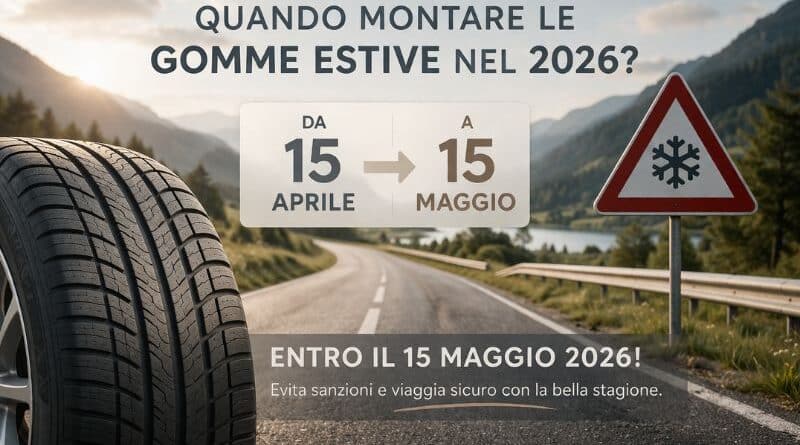 Quando montare le gomme estive 2026
