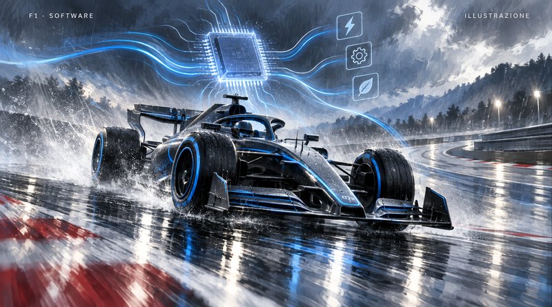 Illustrazione della gestione elettronica della potenza di una monoposto sul bagnato