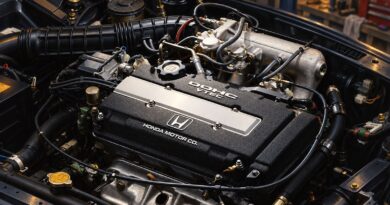 Illustrazione editoriale del motore Honda B16A DOHC VTEC nel vano motore, non fotografia di archivio